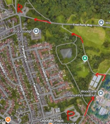 Route from overflow car park to Registration