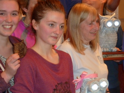 Carolyn, Laura, Julie & the Owl trophies