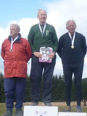 M75 Sprint podium - Andrew with Guy Goodair (EPOC) 2nd and Frank Martindale (LOK) 3rd