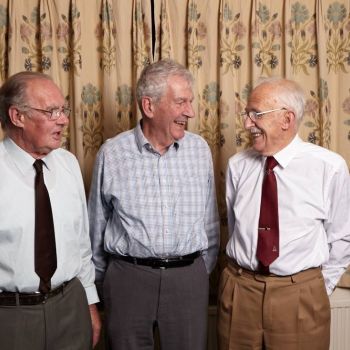 Founder members Dave Griffiths and Ian P Watson with President Frank Rose, Source:Peter Cull