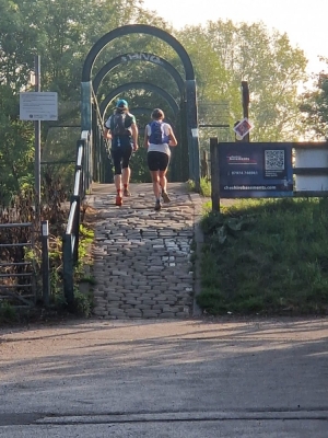 Rebecca Glen and Shirley Spence set off on the first leg of the day (M60 O-Ringen Leg 8)